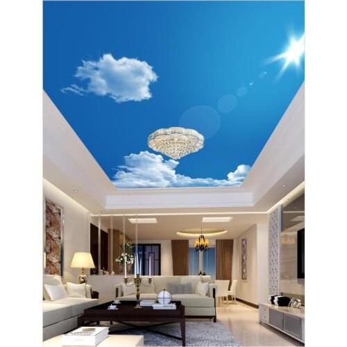 Beautiful scenery wallpapers sky ceiling wallpaper Beautiful blue sky and white clouds ceiling mural