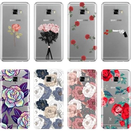 TPU Soft Phone Case For Samsung Galaxy C9 C7 C5 Pro Silicone Rose Flower Floral Aesthetic Girl Back Cover For Samsung C5 C7 C8