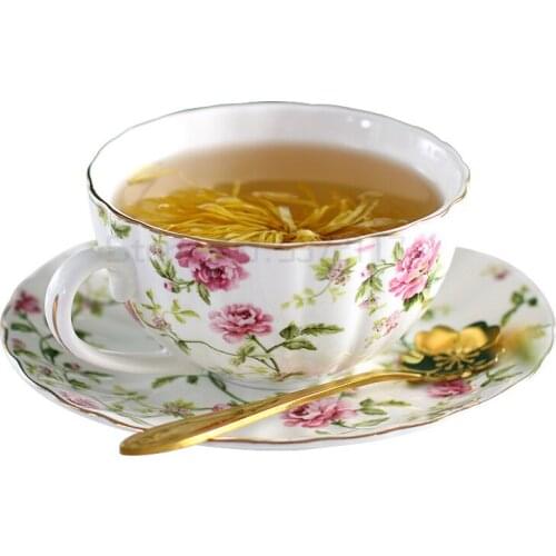 Coffee cup set luxury home simple elegant high-grade lovely small fresh ceramic flower tea cup