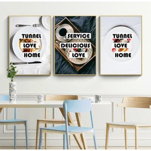 HAOCHU Nordic Modern Restaurant Kitchen Decoration Painting Creative Triptych Mural Hotel Wall Picture Canvas Print Art Poster