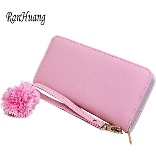 RanHuang New 2018 Women Casual Wallet Long Design Candy Color Wallet Ladies PU Leather Card Holder Coin Purses portafoglio donna