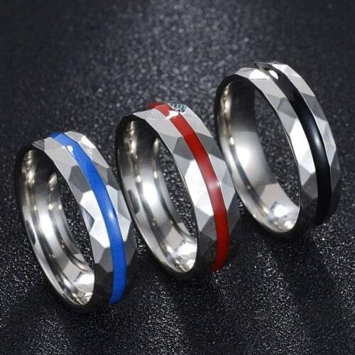 New Fashion Simple 6mm Wide Stainless Steel Cut Oil Dripping Couple Ring Stainless Steel Jewelry