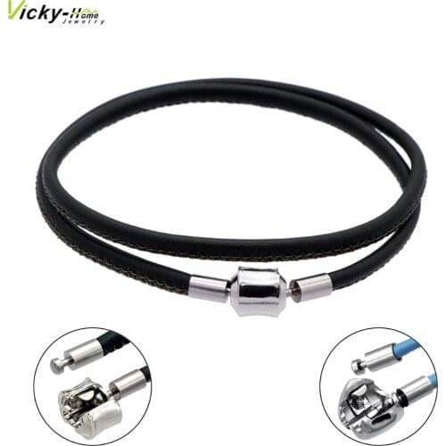 Dropshipping Genuine Leather DIY Charms Necklaces Steel Color Fine Sheepskin Fit European and US for Women DIY Jewelry Gift