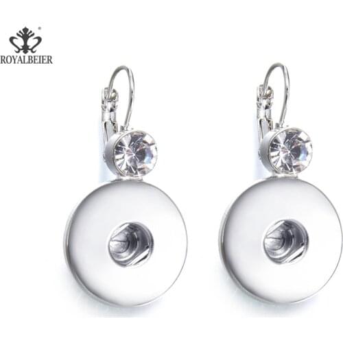ROYALBEIER New Arrivals Rhinestone Snap Buttons Charms Earrings Eardrop Fit 12mm/18mm Snap Button Snap Earrings Snap Jewelry