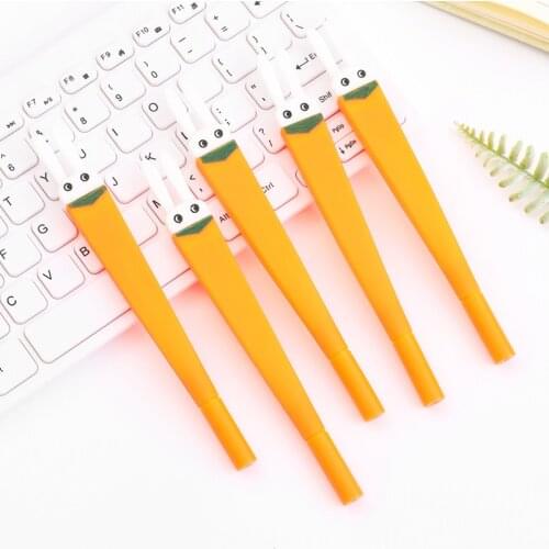 1 PCs Creative Cartoon Soft Silicone Flat Head Carrot Neutral Pen Cute Rabbit Pen Black Core Student Office Stationery