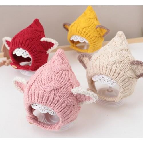 Cute Rabbit Ears Baby Hat Winter Warm Knitted Baby Girls Boys Hat Ear Protection Infant Toddler Cap Beanies Bonnet