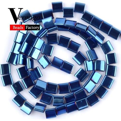 Blue Square Cube Hematite Natural Stone Beads For Jewelry Making DIY Necklace Bracelet Spacer Beads 5*2mm 5*5mm 6*4mm 6*6mm 15"