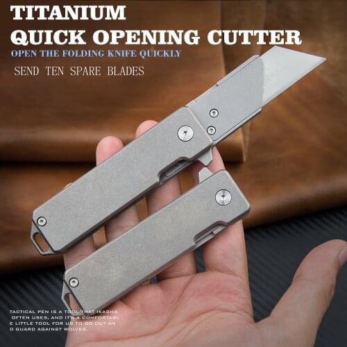 Titanium alloy folding knife high hardness mini titanium utility knife outdoor camping survival