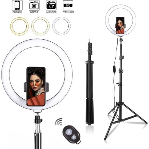 10inch LED Ring Light Selfie Lamp Phone Bluetooth Remote Fill Light Photography Tripod Stand For Make Youtube Video Makeup Live