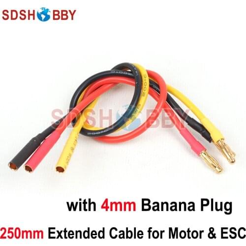 Motor & ESC Extended Cable 14AWG Silicone Cable 250mm Extension Cable Wire with 4.0mm Banana Plug Airplane Multicopter Accessory
