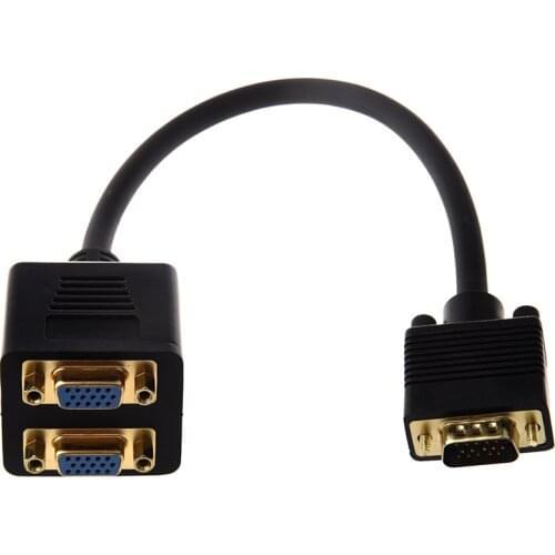 Video Splitter :VGA(HD15) M to VGA(HD15) F X 2 (1 PC to 2 Monitors)