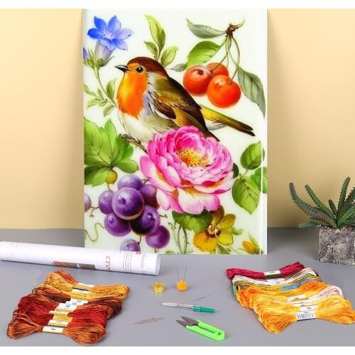 Bird Animal Printed 11CT Cross Stitch Embroidery Complete Kit DMC Threads Hobby Sewing Handicraft Knitting Floss Wholesale
