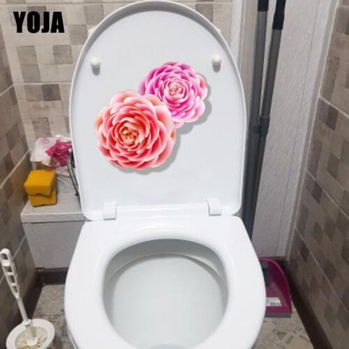 YOJA 22.6*21.2CM Red Pink Love Lotus Home Bedroom Wall Sticker Toilet WC Decoration T1-0596