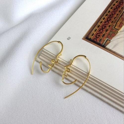 Hot Sale Real 925 Sterling Silver Stud Earrings For Women Statement Korean Face Shaped Figure Earring Party Gifts Jewelry