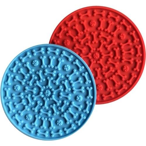 1 round dog/pet licking plate bone footprint shape silicone mold