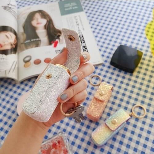 1pc New Laser Shinning Lipstick Case Key Chain Daily Cosmetic Case Girls Makeup Bag Beauty Lipstick Holder Bags