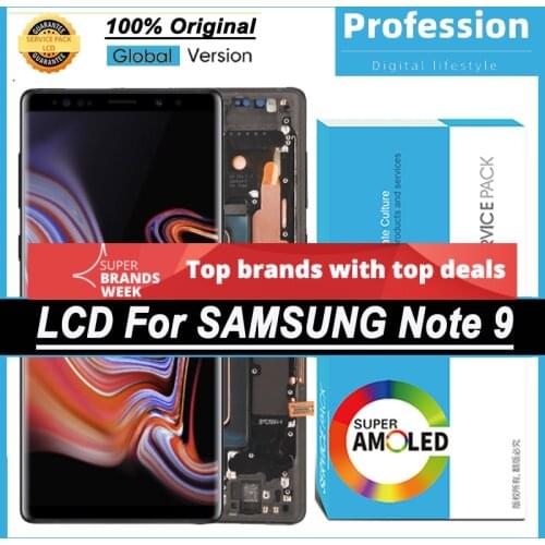 100% Original 6.4'' Display with frame for Samsung Galaxy Note 9 Note9 N960F LCD Touch Screen Repair Parts + Service Pack