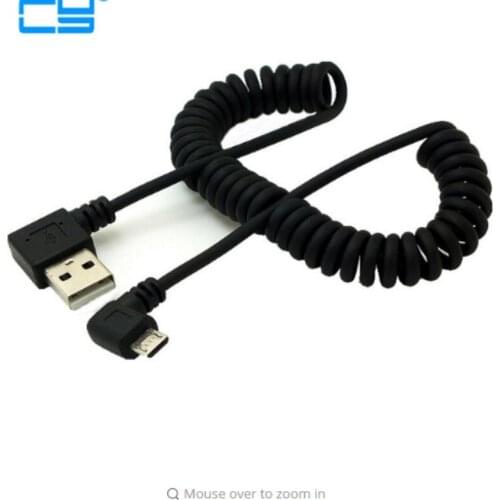 100cm 90 degree USB Micro USB Angle Charge USB to Micro USB Spring Retractable Datos Data Sync Charger Cord Coiled Cabo