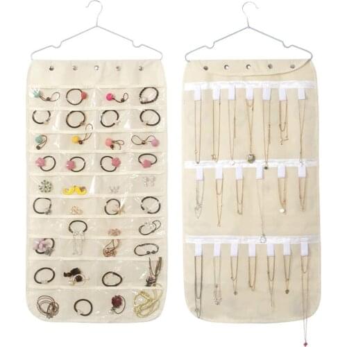 2pcs 40 pockets and 20 hook pocket jewelry hanging PVC storage bag bracket earring bag small bag display transparent