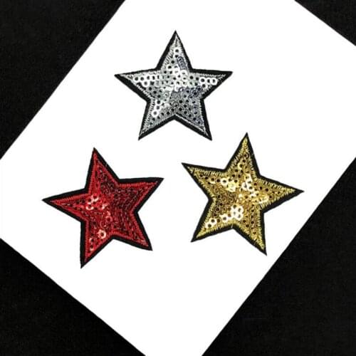 20pcs Star parches Glitter Patches For Clothing Heat Transfer Sequined Patch Appliques Garment Cap Dress Jeans Jacket Patchwork