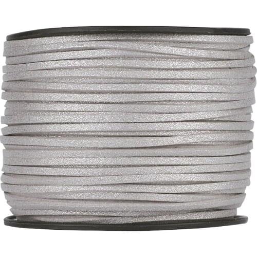 1Roll 3mm, 100yards/roll Faux Suede Cord Thread for Jewelry Making DIY Accessories, Goldenrod Silver Color