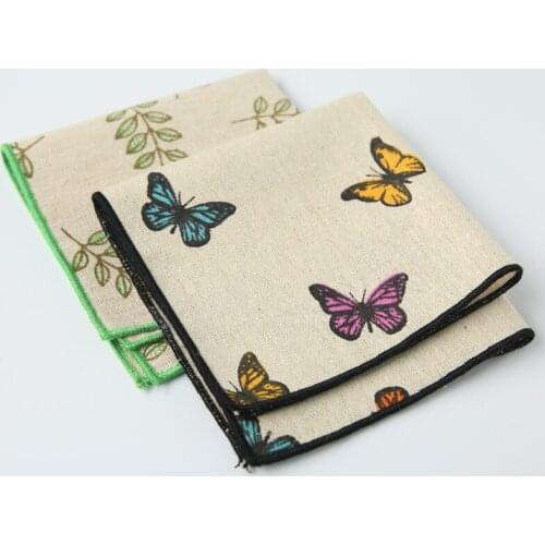 30pcs/lot High Quality Hankerchief Scarves fashion print animal Hankies Mens Pocket Squares Cotton linen 23x23cm