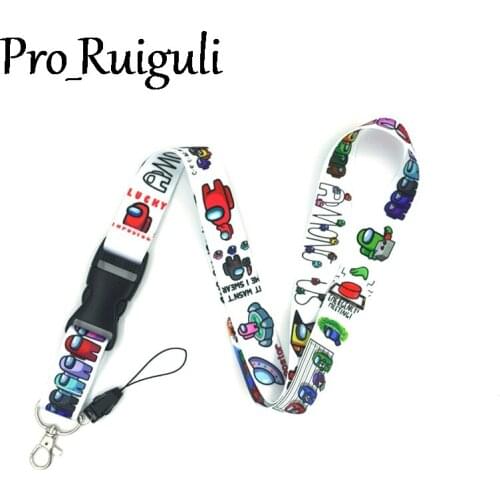 30pcsAmong us Gym Mobile Phone Straps USB badge holder DIY Hang Rope Lanyard JETTING Small Fresh Leaves Neck Strap Lanyards
