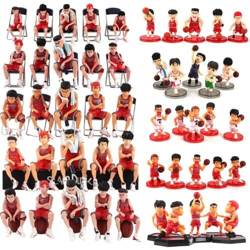 5pcs/set 6-16cm Slam Dunk Basketball Player Statue Sakuragi Takenori Hanamichi Miyagi Ryota Rukawa PVC Cartoon Figure Toys Dolls