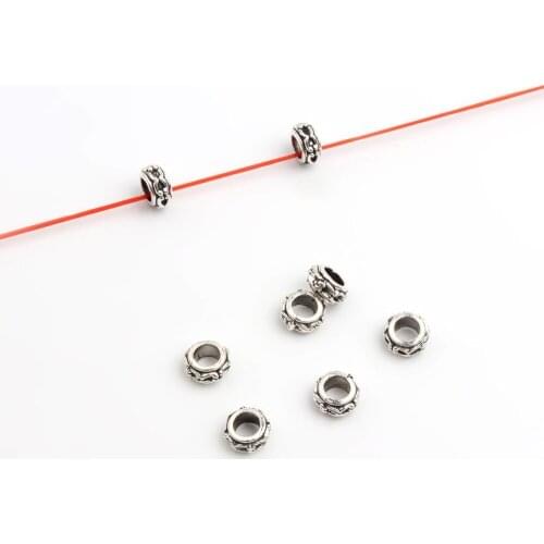 50pcs Ancient Sliver Color Alloy Round Hollow Shape With Small Balls Metal Bead For Jewelry Making Supplies Accessories Handmade