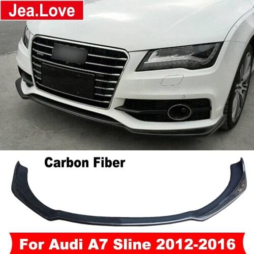 Real Carbon Fiber Car Front Bumper Lip Shovel Chin Diffuser Protector For Audi A7 Sline 2012-2016 Not Standard