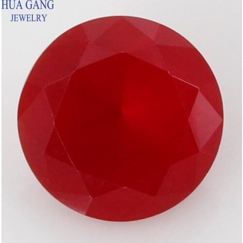 Red Color Round Shape Frosted Bottom Machine Cut Loose Glass Stones Free Shipping Size 2.0-15mm Synthetic Gems For Jewelry