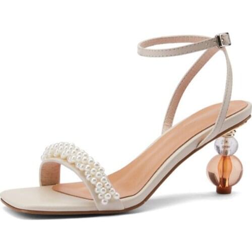 Newest Design Summer High heels Sandals Women Strange High Heels Shoes Woman Sexy Party Open Toe Peals Sandalia Feminina