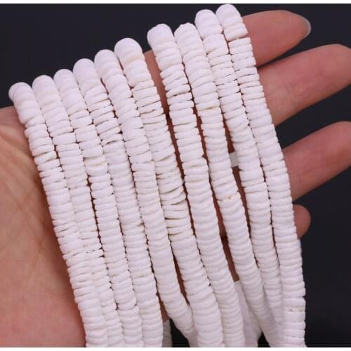 Natural Shell Beads For DIY Jewelry Making Necklaces Bracelets And Earrings Button Shape White 38CM 6/8mm
