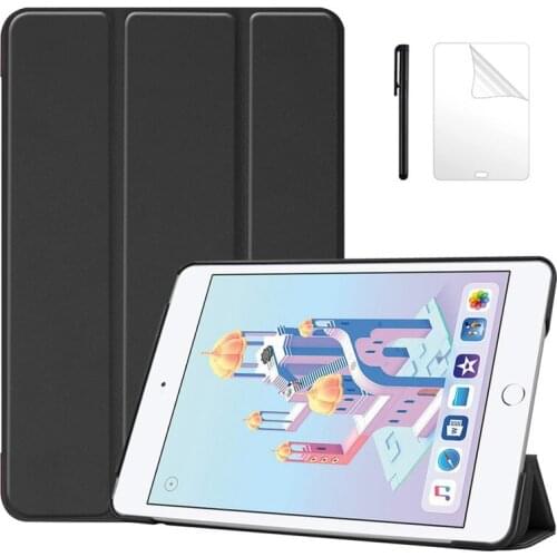 For New iPad mini 5 ipad mini 4 Gen 2019 Trifold Smart Case with Auto Sleep/Wake Stand Slim Cover for ipad mini 4 Case + Filmpen