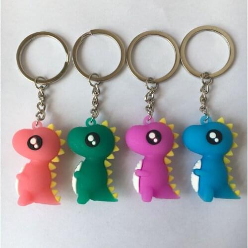 Four Color Cute Cartoon Little Dinosaur Keychain Animal Key chains For Women Bag Charm Key Ring Pendant Gifts A350