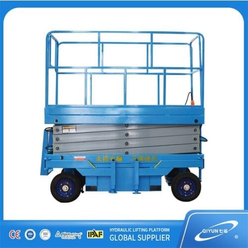 Qiyun CE ISO IPAF 10m Diesel Hydraulic Mobile Scissor Lift with Heavy Load Capacity 500kg OEM ODM