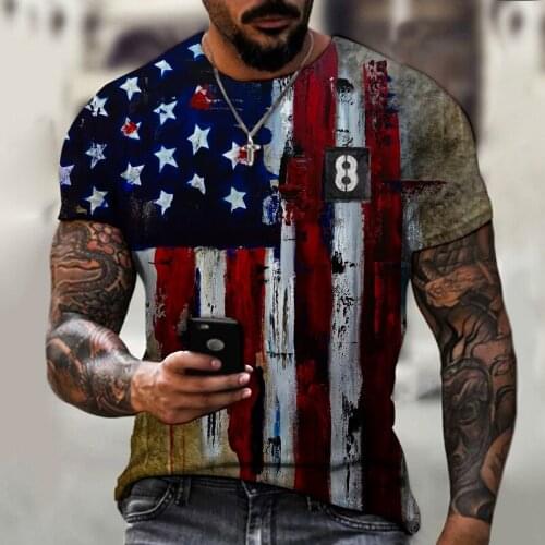 New Five-star Flag Mens T-shirt Hot Sale 3d T-shirts Summer Fashion Tops Daily Casual Short Sleeve O-neck High Street Wear