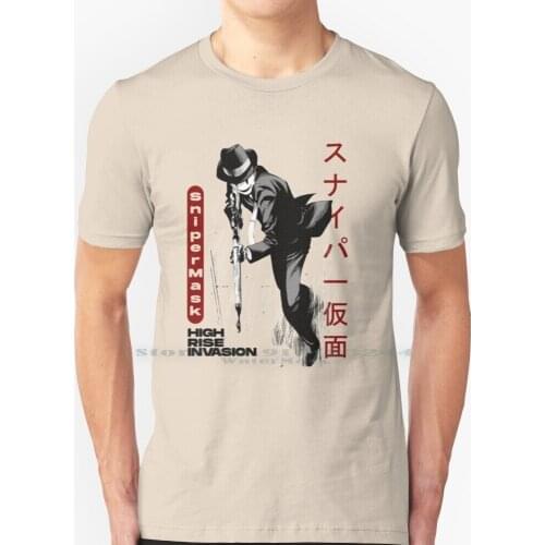 High Rise Invasion-Sniper Mask T Shirt 100% Pure Cotton The Sniper Tenkuu Shinpan Horror Sniper Takahiro Oba Horror Anime