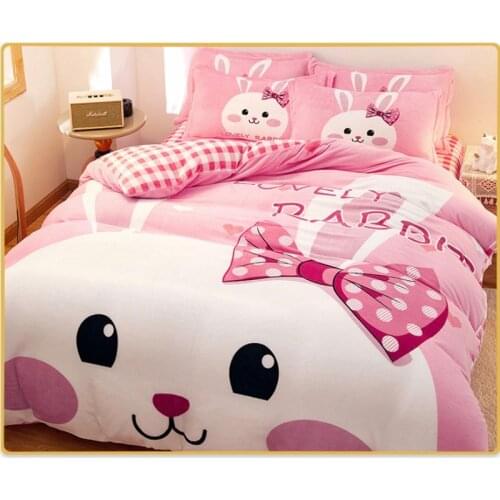 4pcs Quality Quilt Cover Flannel Bed Sheet Winter Warm Autumn Bed Quilt Cover Plush Bedclothes Bedding With Pillow Case Set Y130