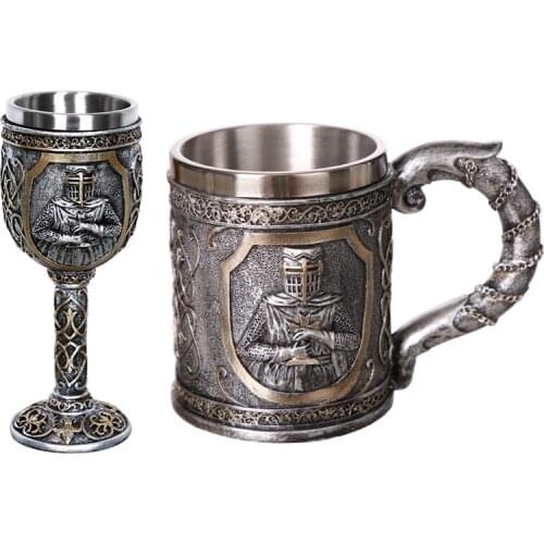 Medieval Templar Crusader Knight Mug Suit Of Armor Knight Of the Cross Beer Stein Tankard Coffee Cup