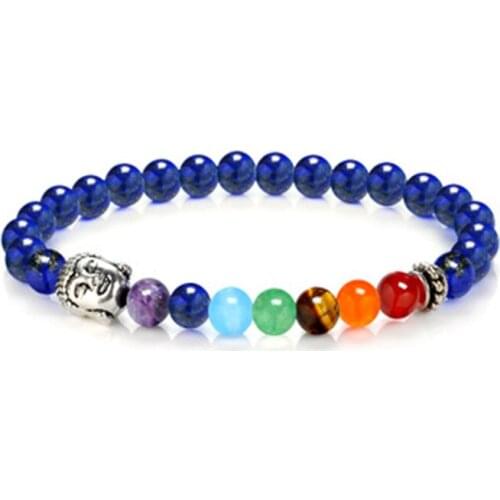 Druzy 6mm Round Bead Natural Agates Lava Volcanic Stone 7 chakra Bracelet Lapis Lazuli Colorful Buddha Head String Bracelet