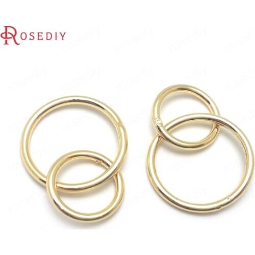 36921)10PCS 29x18MM 24K Gold Color Brass Double Connected Circel Charms Pendants High Quality Diy Jewelry Findings Accessories