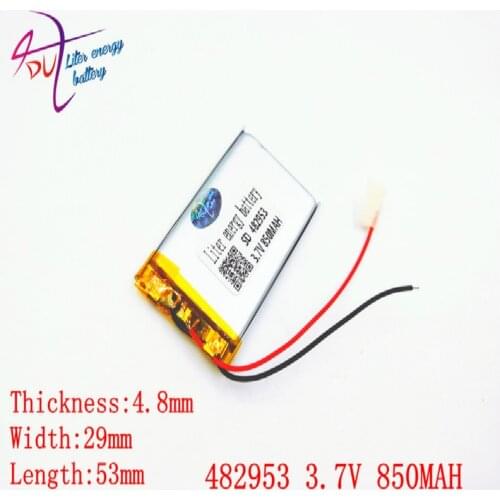 Liter energy battery 482953 3.7V 850mAH 503050 PLIB; polymer lithium ion / Li-ion battery for dvr,GPS,mp3,mp4,cell phone,speaker