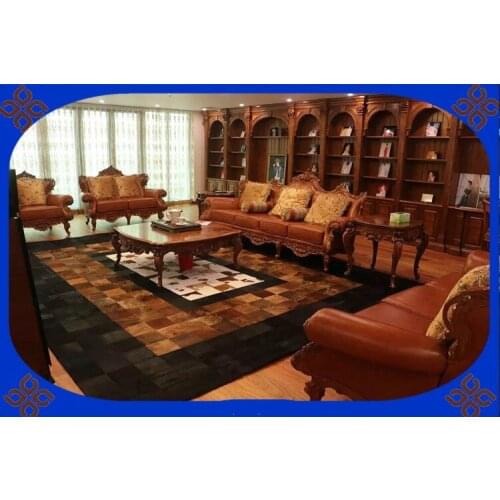 Fashionable art carpet 100% natural genuine cowhide leather camping mat