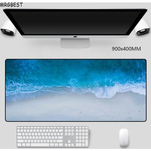MRGBES Mouse Pad 900x400mm Beach Azure Water Anti-slip Rubber Pads with Precision Hemming Desk Mats for LOL DOTA CSGO Games