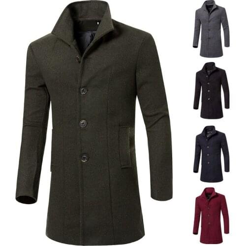MRMT 2021 Brand Spring and Autumn Mens Jackets New Pure Color Lapel Long Overcoat for Male Wool Outer Wear Clothing Garment