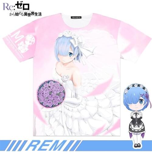 Cool Re:Zero kara Hajimeru Isekai Seikatsu Full Graphic T-shirt Anime Cosplay Rem Ram 3D Print Men T shirt Tee Top Short Sleeve
