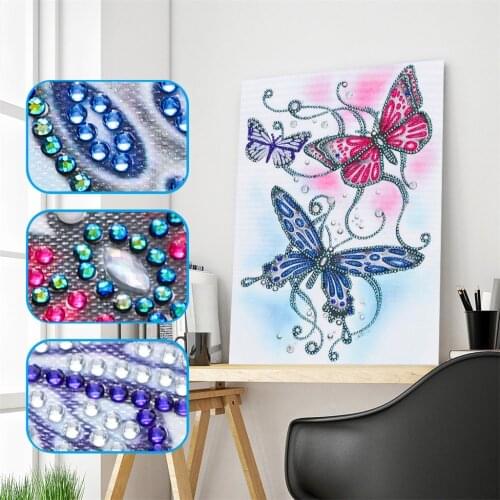 5D DIY Special Shaped Diamond Painting Three Butterflies Cross Stitch Embroidery Rhinestones Mosaic Kits Home Wall Decor Hot