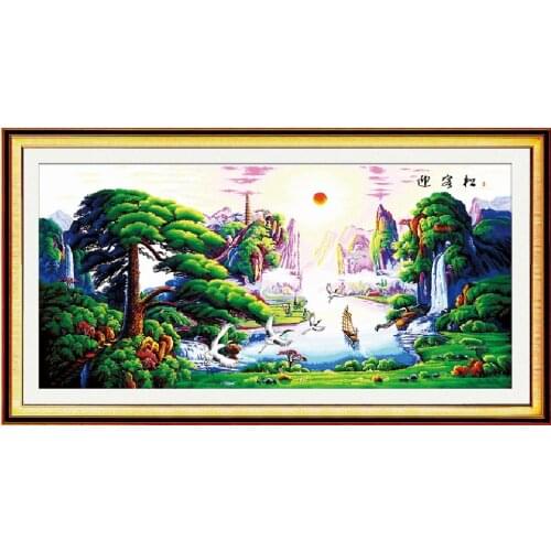 Guest-greeting pine(2) cross stitch kit 14ct 11ct count printed canvas stitching embroidery DIY handmade needlework