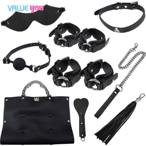 8-piece set of sex bondage flirting alternative training storage bag set adult product fun bundle